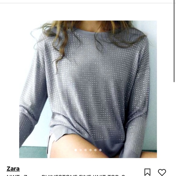 Zara gray/rhinestone sweater NWT - Picture 1 of 5